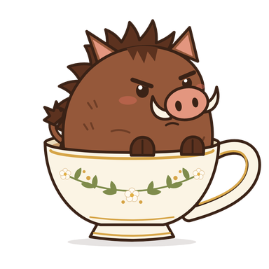 A grumpy boar in a teacup